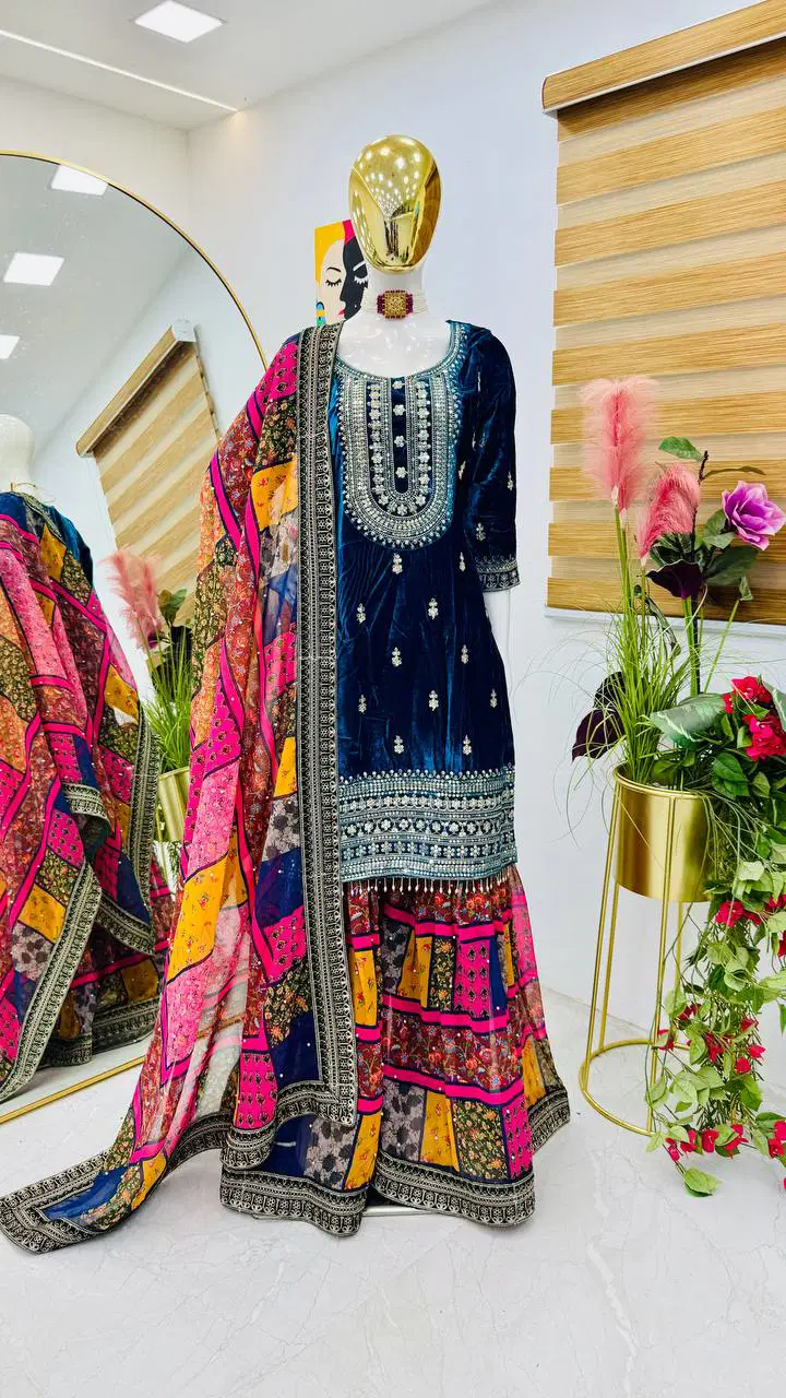 AK 9002 Velvet Embroidery Salwar Suits Wholesale Shop In Surat